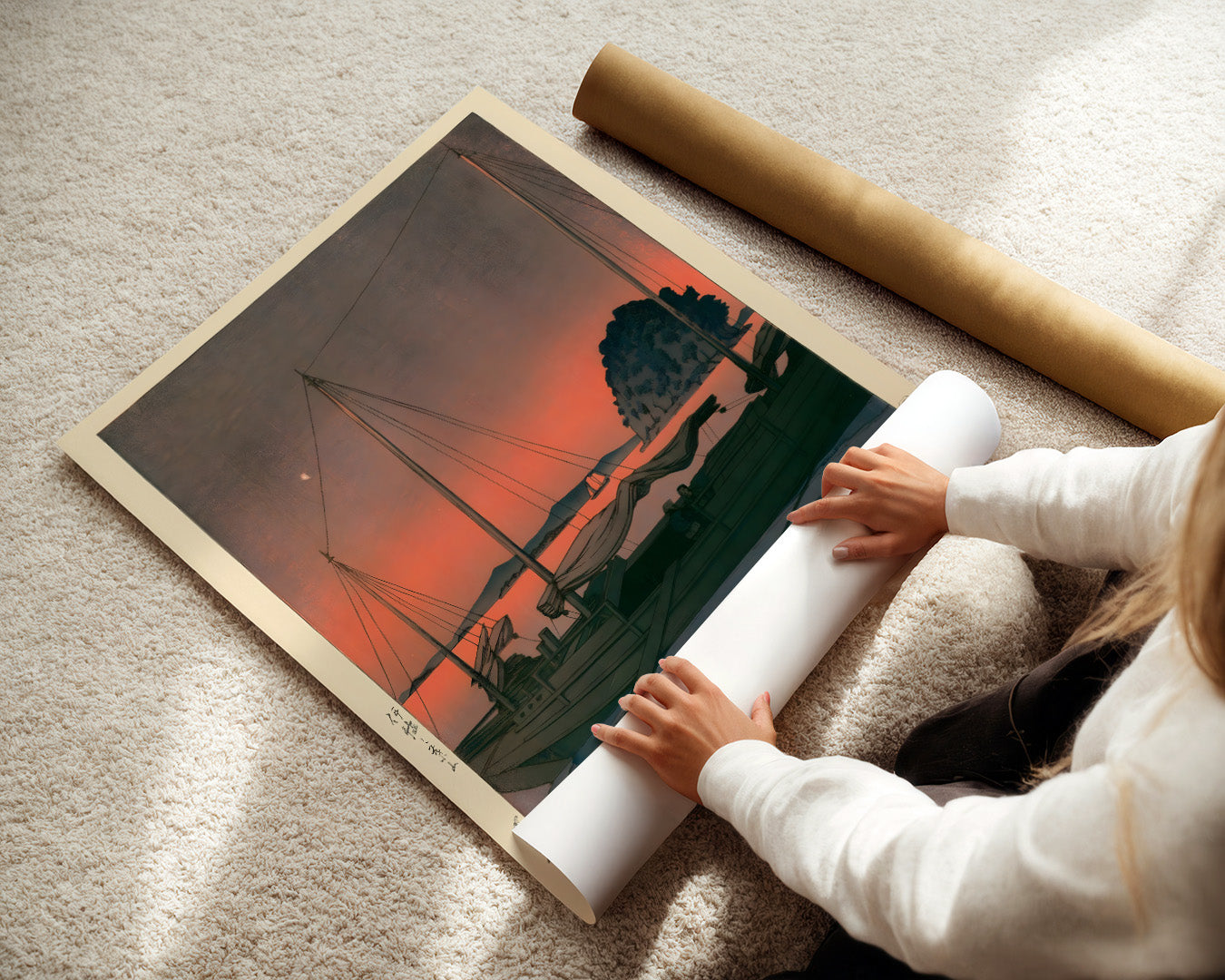 Harbour Sunset by Kawase Hasui