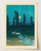 Evening Moon at Nakanoshima Sapporo by Kawase Hasui