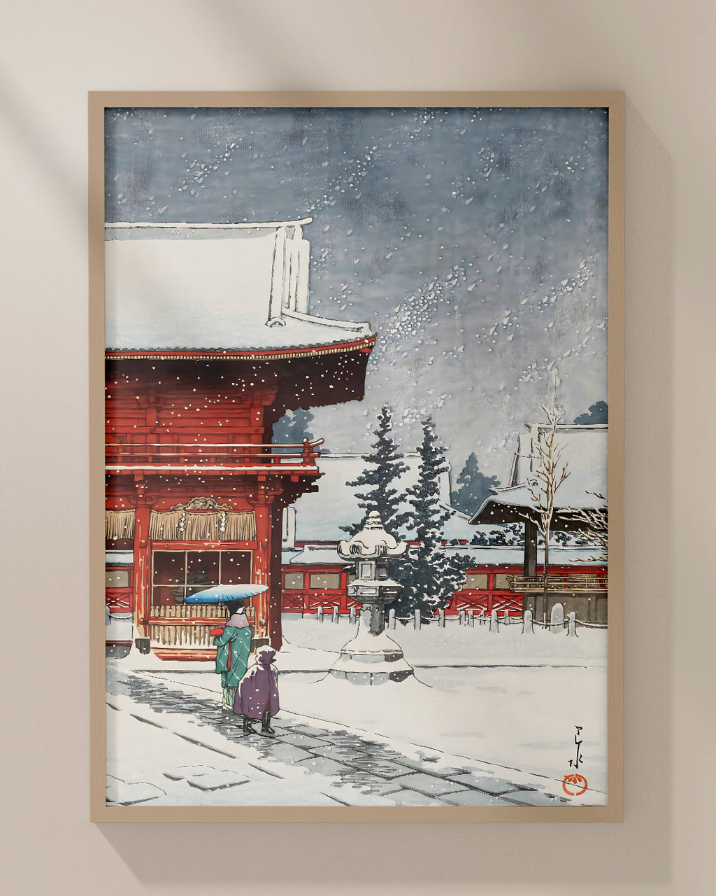 Snow at Nezu-Gongen Shrine by Kawase Hasui