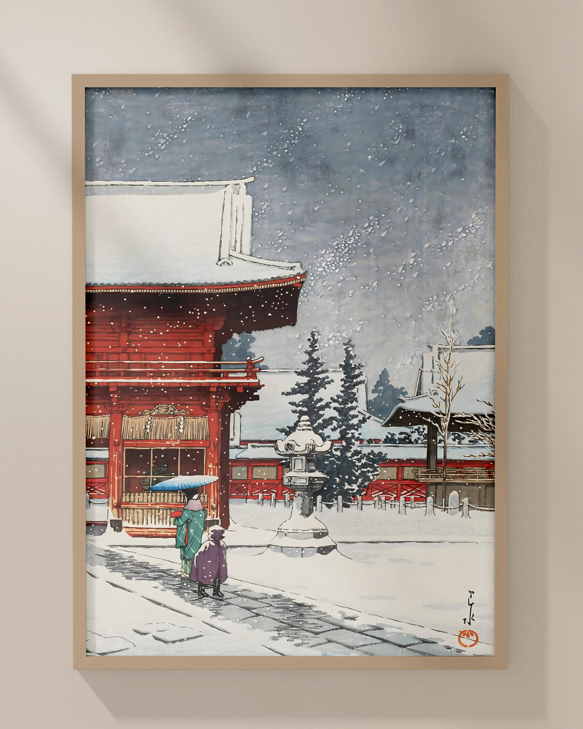 Snow at Nezu-Gongen Shrine by Kawase Hasui