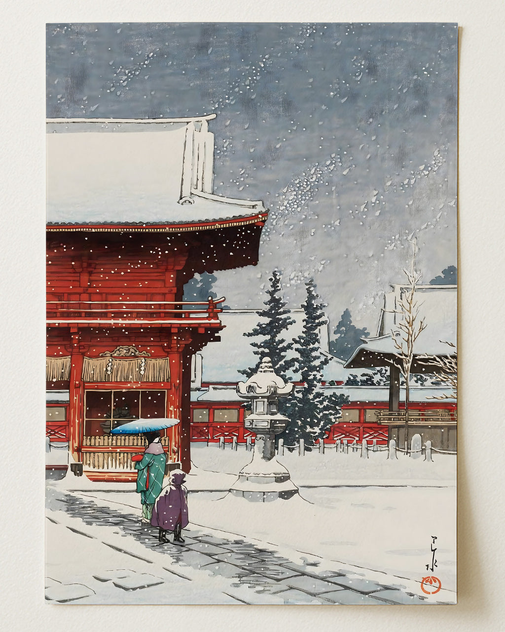 Snow at Nezu-Gongen Shrine by Kawase Hasui