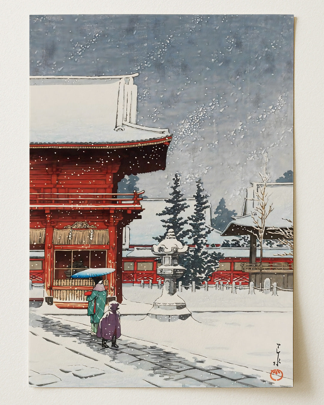Snow at Nezu-Gongen Shrine by Kawase Hasui