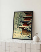 Saishoin Pagoda Temple in Snow by Hasui Kawase