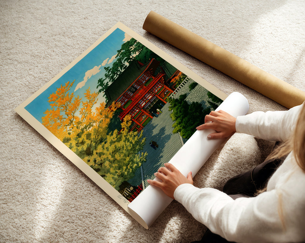 Tsuruokahachimangu by Kawase Hasui