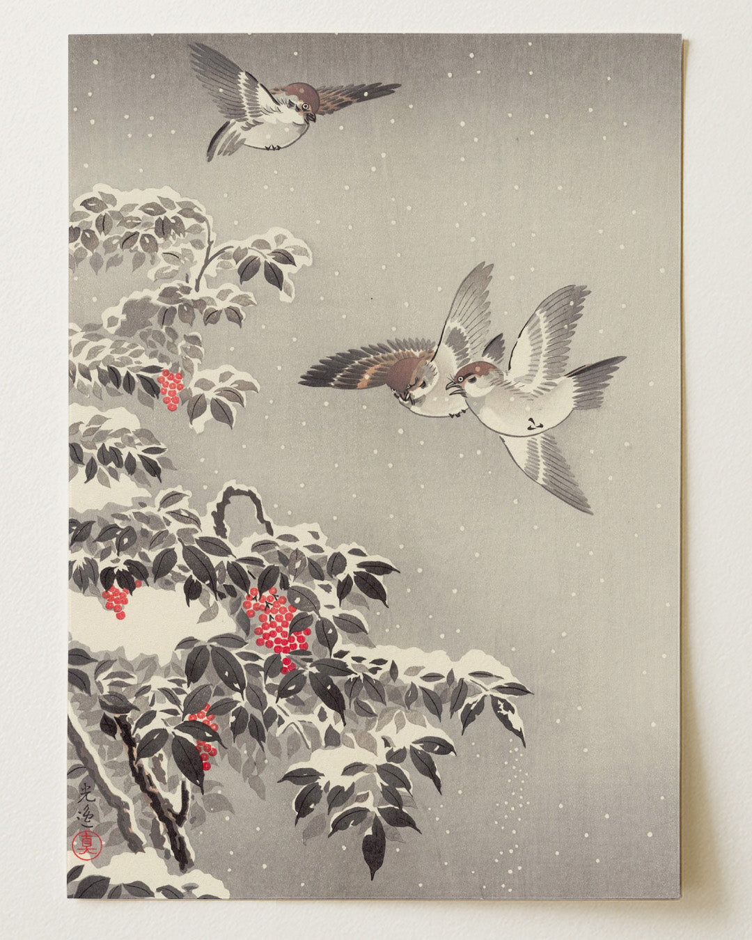 Sparrows mitsugiri 1930 by Tsuchiya Koitsu