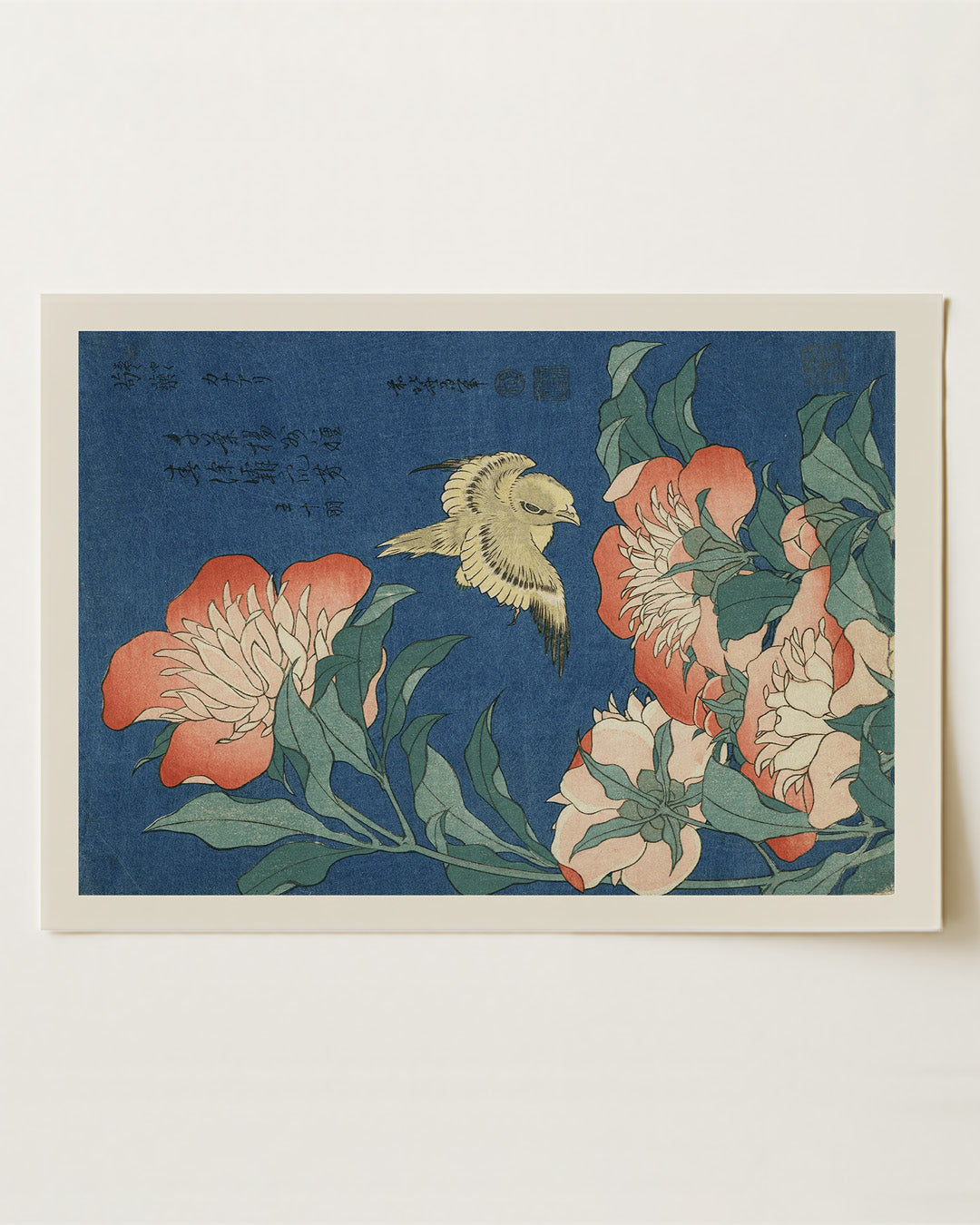 Peonies and Canary by Katsushika Hokusai