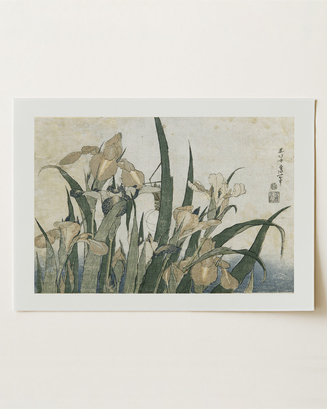Irises and Grasshopper by Katsushika Hokusai