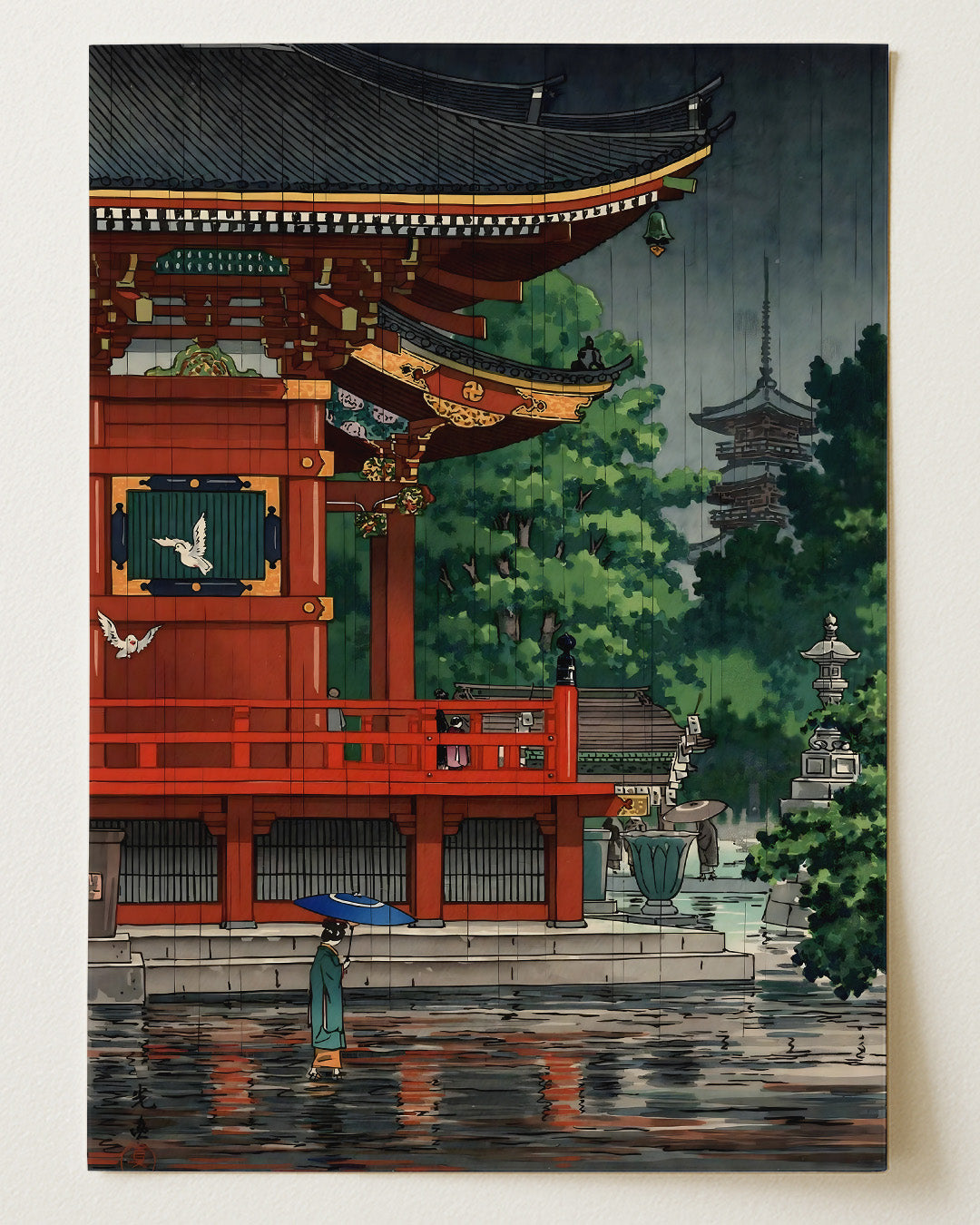 Rain at Asakusa Kannon Temple by Tsuchiya Koitsu