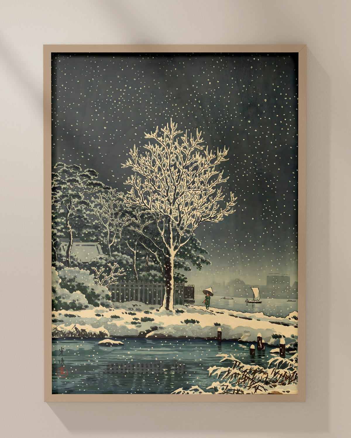 Snow on Sumida River by Tsuchiya Koitsu