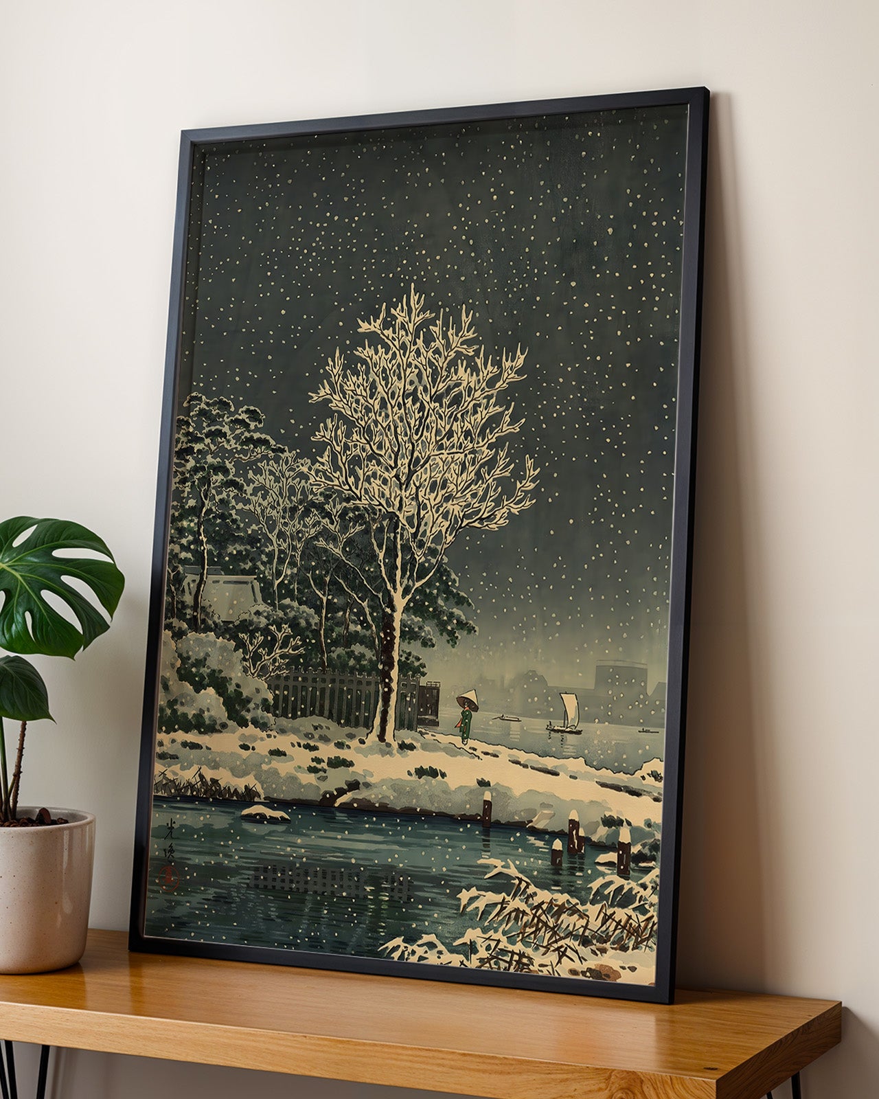 Snow on Sumida River by Tsuchiya Koitsu