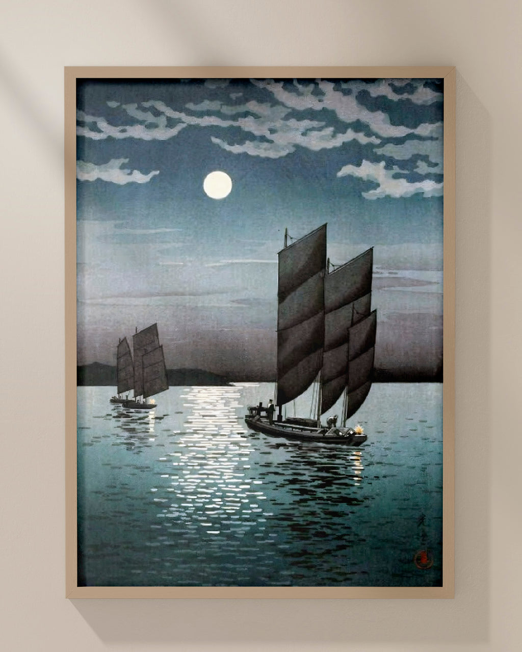 Boats at Shinagawa, Night by Tsuchiya Koitsu