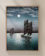 Boats at Shinagawa, Night by Tsuchiya Koitsu