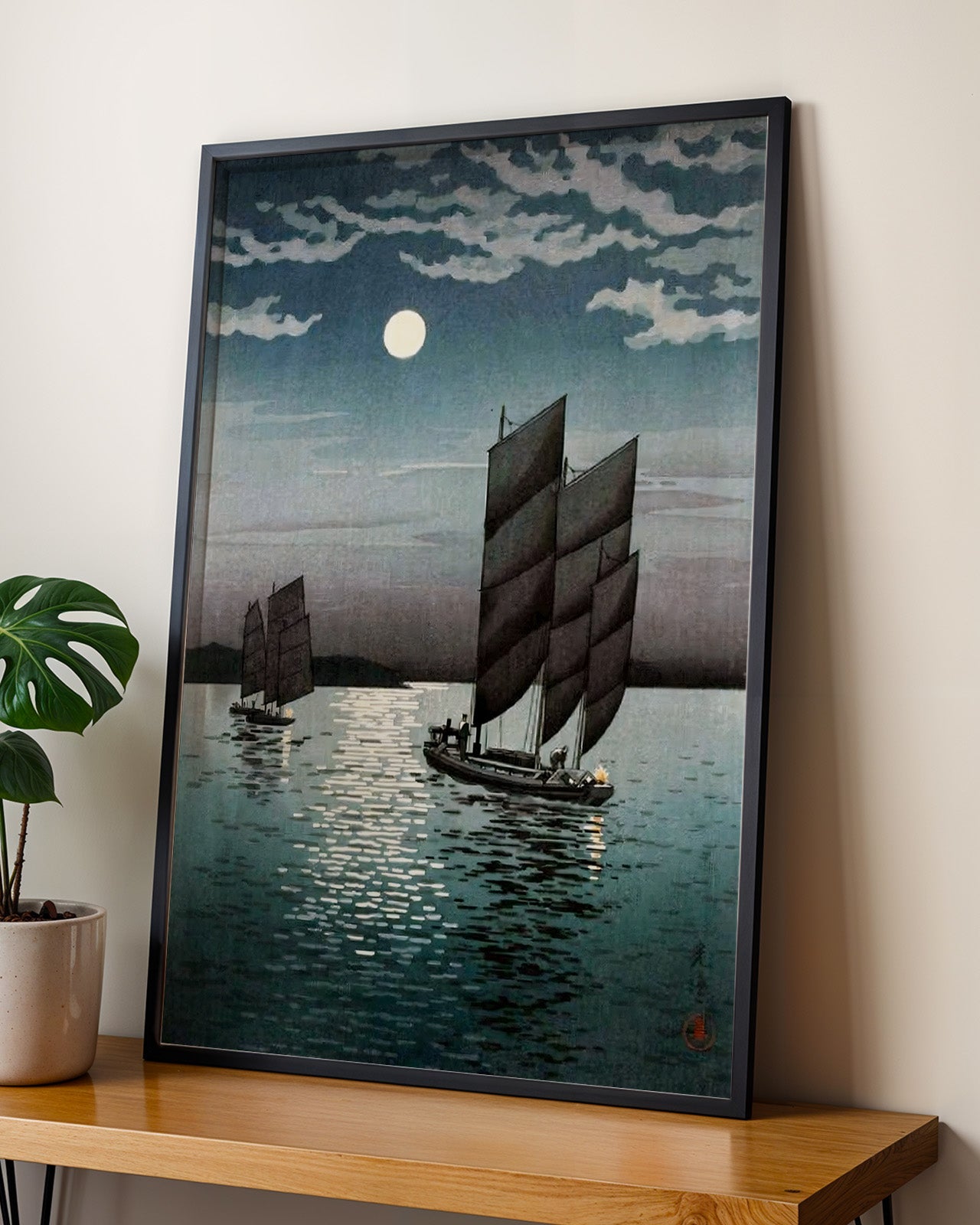 Boats at Shinagawa, Night by Tsuchiya Koitsu