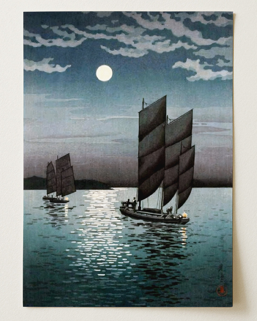 Boats at Shinagawa, Night by Tsuchiya Koitsu