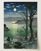 Manazuru Harbor at night by Tsuchiya Koitsu