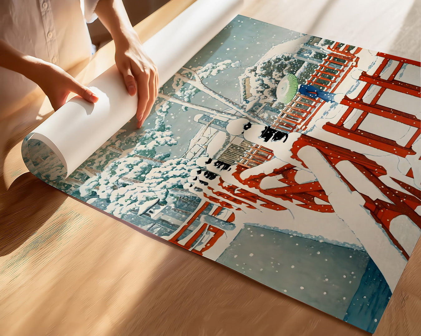 Walking in snow by Tsuchiya Koitsu