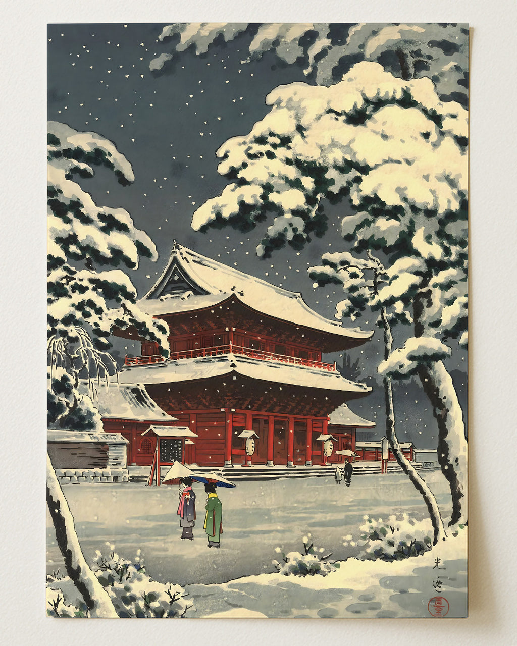 Zojo-ji Temple in Snow by Tsuchiya Koitsu